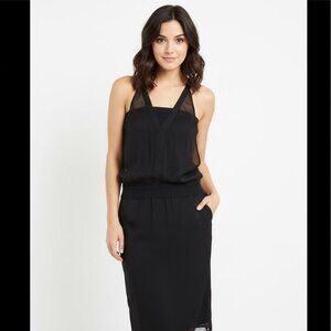 Helmut Lang Elegant Black Silk Midi Dress